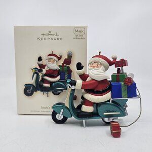 Vintage Hallmark Santas Scooter Magic Christmas Tree Ornmanent w Sound 2007